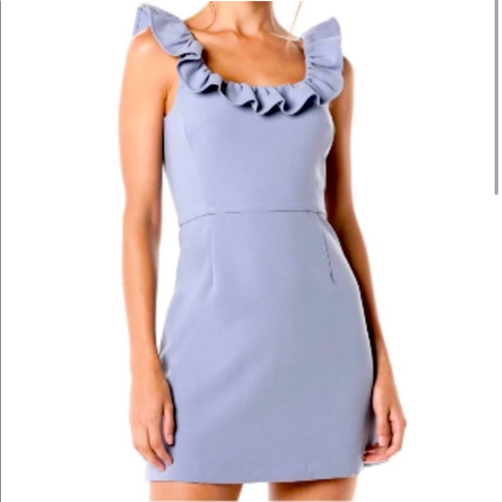French Connection Lavender Periwinkle Ruffle Off-the-Shoulder Dress Size 4